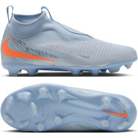 Nike Phantom 6 High Academy Gazon Naturel Artificiel Chaussures de Foot (MG) Enfants Bleu Clair Orange Gris Argenté