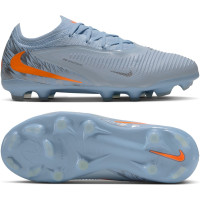 Nike Phantom 6 Low Pro Gazon Naturel Artificiel Chaussures de Foot (MG) Enfants Bleu Clair Orange Gris Argenté