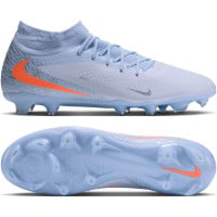 Nike Phantom 6 High Academy Gras / Kunstgras Voetbalschoenen (MG) Lichtblauw Oranje Zilvergrijs