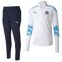Puma Olympique Marseille Stadium Zip Trainingspak 2020-2021 Wit Blauw