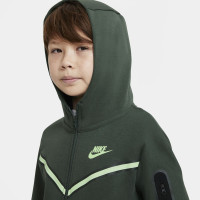 Veste Nike Tech Fleece pour enfants vert foncé, noir citron
