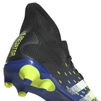 Adidas Predator Freak.3 Chaussure de Chaussures de Foot pour enfants en gazon artificiel (MG) Noir blanc jaune