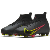 Nike Mercurial Superfly 8 Pro Grass Chaussures de Foot (FG) Enfants Noir Jaune