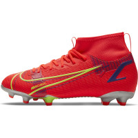 Nike Mercurial Superfly 8 Academy Grass/Artificial Turf Chaussures de Foot (MG) Enfants Rouge Argent