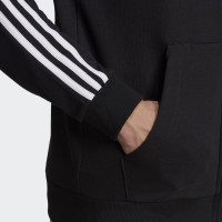 adidas Essentials 3-Stripes Full-Zip Hoodie Zwart Wit