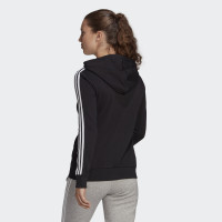 adidas Essentials French Terry 3-Stripes Full-Zip Hoodie Dames Zwart Wit