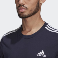 T-shirt adidas Essentials 3-Stripes Bleu Foncé Blanc