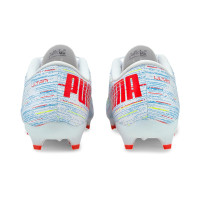 Puma Ultra 4.2 Gazon/gazon artificiel Chaussures de Foot (MG) pour enfants Blanc/rouge/bleu