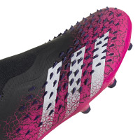 adidas Predator Freak+ Gras Voetbalschoenen (FG) Kids Zwart Wit Roze