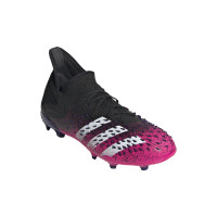 adidas Predator Freak.1 Gras Voetbalschoenen (FG) Kids Zwart Wit Roze
