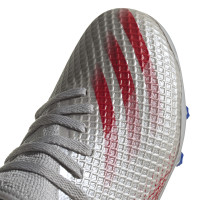 Adidas X Ghosted.3 Grass/Artificial Turf Chaussure de Chaussures de Foot (MG) Enfant Gris Rouge Bleu
