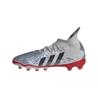 Adidas Predator Freak.3 Chaussures de Foot en gazon artificiel (MG) pour enfants Argenté noir bleu
