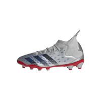 Adidas Predator Freak.3 Chaussures de Foot en gazon artificiel (MG) pour enfants Argenté noir bleu