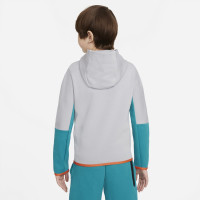 Nike Tech Fleece Full-Zip Sweat à Capuche Hoodie Enfants Gris Turquoise Orange